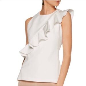 Elegant White Ruffle Detail Blouse